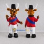 Custom Brown and Red Deer in a Formal Uniform Mascot Costume Adult Full Body Suit for Theme Parties
