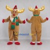 Custom Tan and Gold Moose with a Santa Hat and Scarf Mascot Costume Adult Full Body Suit for Christmas Events Custom Tan and Gold Moose with a Santa Hat and Scarf Mascot Costume Adult Full Body Suit for Christmas Events
