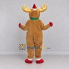 Custom Tan and Gold Moose with a Santa Hat and Scarf Mascot Costume Adult Full Body Suit for Christmas Events Custom Tan and Gold Moose with a Santa Hat and Scarf Mascot Costume Adult Full Body Suit for Christmas Events