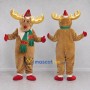 Custom Tan and Gold Moose with a Santa Hat and Scarf Mascot Costume Adult Full Body Suit for Christmas Events