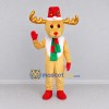 Custom Yellow and Gold Moose Character in Christmas Accessories Mascot Costume Adult Full Body Suit for Christmas Events Custom Yellow and Gold Moose Character in Christmas Accessories Mascot Costume Adult Full Body Suit for Christmas Events