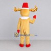 Custom Yellow and Gold Moose Character in Christmas Accessories Mascot Costume Adult Full Body Suit for Christmas Events Custom Yellow and Gold Moose Character in Christmas Accessories Mascot Costume Adult Full Body Suit for Christmas Events