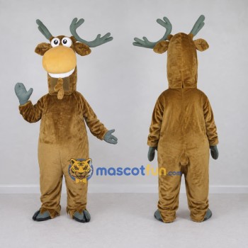 Custom Brown and Tan Moose Character Mascot Costume Adult Full Body Suit for School Events