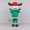 Custom Brown and Green Moose in a Santa Outfit Mascot Costume Adult Full Body Suit for Christmas Events Custom Brown and Green Moose in a Santa Outfit Mascot Costume Adult Full Body Suit for Christmas Events