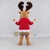 Custom Tan and Red Reindeer in a Santa Jacket Mascot Costume Adult Full Body Suit for Christmas Events