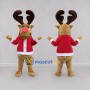 Custom Tan and Red Reindeer in a Santa Jacket Mascot Costume Adult Full Body Suit for Christmas Events