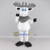 Custom White and Gray Moose Character Mascot Costume Adult Full Body Suit for School Events Custom White and Gray Moose Character Mascot Costume Adult Full Body Suit for School Events
