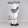 Custom White and Gray Moose Character Mascot Costume Adult Full Body Suit for School Events Custom White and Gray Moose Character Mascot Costume Adult Full Body Suit for School Events