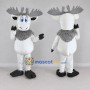 Custom White and Gray Moose Character Mascot Costume Adult Full Body Suit for School Events