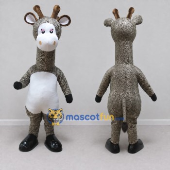 Custom Gray and White Giraffe Character Mascot Costume Adult Full Body Suit for Wildlife Events