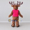 Custom Brown and Pink Reindeer Character in a Vest Mascot Costume Adult Full Body Suit for Christmas Events Custom Brown and Pink Reindeer Character in a Vest Mascot Costume Adult Full Body Suit for Christmas Events