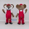 Custom Brown and Red Mouse Character in Overalls Mascot Costume Adult Full Body Suit for School Events Custom Brown and Red Mouse Character in Overalls Mascot Costume Adult Full Body Suit for School Events