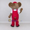 Custom Brown and Red Mouse Character in Overalls Mascot Costume Adult Full Body Suit for School Events Custom Brown and Red Mouse Character in Overalls Mascot Costume Adult Full Body Suit for School Events