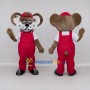 Custom Brown and Red Mouse Character in Overalls Mascot Costume Adult Full Body Suit for School Events