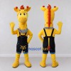 Custom Yellow and Black Giraffe in Overalls Mascot Costume Adult Full Body Suit for School Events Custom Yellow and Black Giraffe in Overalls Mascot Costume Adult Full Body Suit for School Events