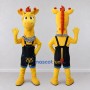 Custom Yellow and Black Giraffe in Overalls Mascot Costume Adult Full Body Suit for School Events