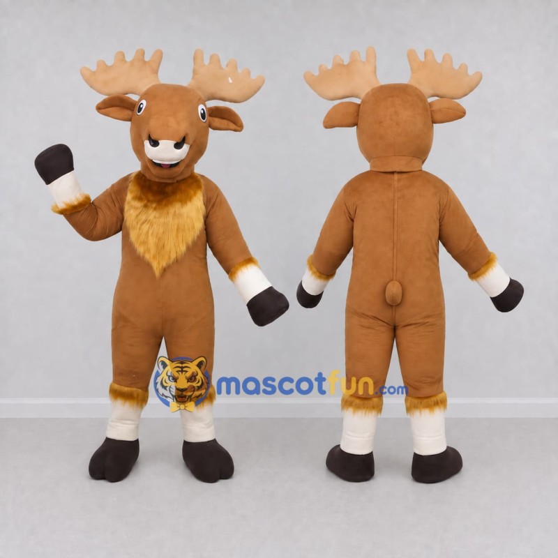 Custom Brown and Tan Moose Character Mascot Costume Adult Full Body Suit for Wildlife Events Custom Brown and Tan Moose Character Mascot Costume Adult Full Body Suit for Wildlife Events