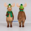 Custom Brown and Green Moose with a Winter Hat and Scarf Mascot Costume Adult Full Body Suit for Winter Events Custom Brown and Green Moose with a Winter Hat and Scarf Mascot Costume Adult Full Body Suit for Winter Events