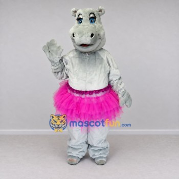Custom Gray and Pink Hippo in a Tutu Mascot Costume Adult Full Body Suit for Dance Events Custom Gray and Pink Hippo in a Tutu Mascot Costume Adult Full Body Suit for Dance Events