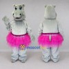 Custom Gray and Pink Hippo in a Tutu Mascot Costume Adult Full Body Suit for Dance Events Custom Gray and Pink Hippo in a Tutu Mascot Costume Adult Full Body Suit for Dance Events