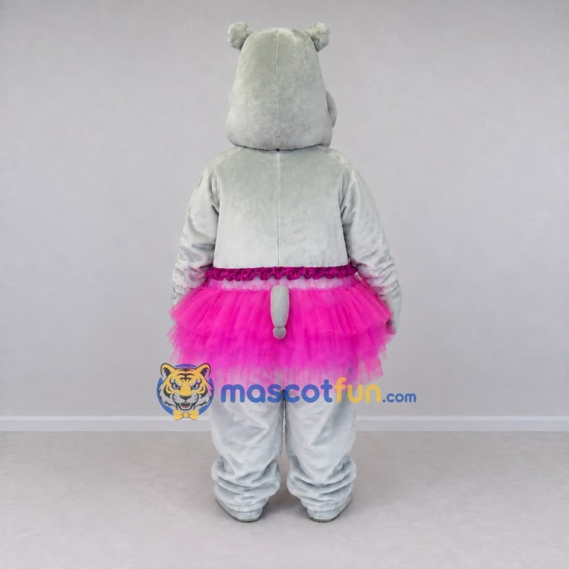 Custom Gray and Pink Hippo in a Tutu Mascot Costume Adult Full Body Suit for Dance Events Custom Gray and Pink Hippo in a Tutu Mascot Costume Adult Full Body Suit for Dance Events
