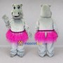 Custom Gray and Pink Hippo in a Tutu Mascot Costume Adult Full Body Suit for Dance Events