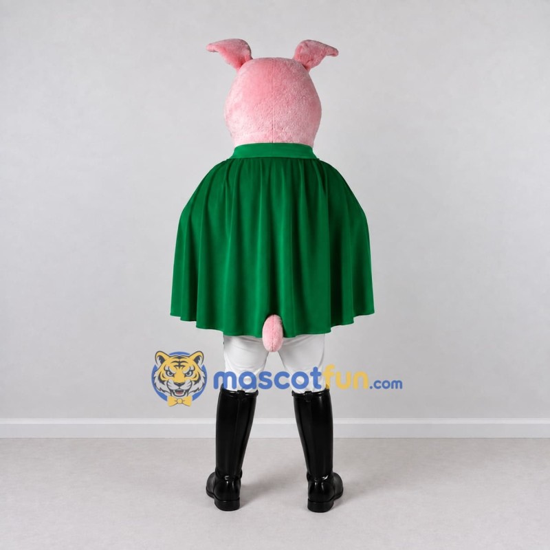 Custom Pink and Green Superhero Pig Mascot Costume Adult Full Body Suit for Theme Parties Custom Pink and Green Superhero Pig Mascot Costume Adult Full Body Suit for Theme Parties