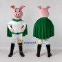 Custom Pink and Green Superhero Pig Mascot Costume Adult Full Body Suit for Theme Parties