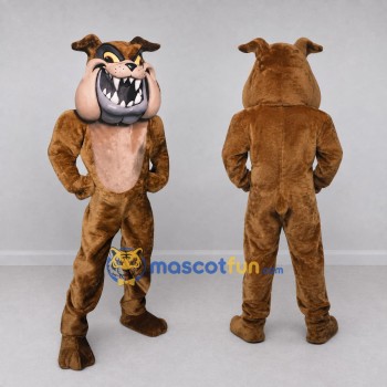 Custom Brown and Tan Fierce Bulldog Mascot Costume Adult Full Body Suit for Sports Events