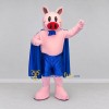 Custom Pink and Blue Superhero Pig Mascot Costume Adult Full Body Suit for Theme Parties