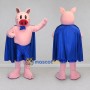Custom Pink and Blue Superhero Pig Mascot Costume Adult Full Body Suit for Theme Parties