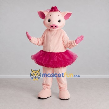 Custom Light Pink and Magenta Pig in a Tutu Mascot Costume Adult Full Body Suit for Dance Events Custom Light Pink and Magenta Pig in a Tutu Mascot Costume Adult Full Body Suit for Dance Events