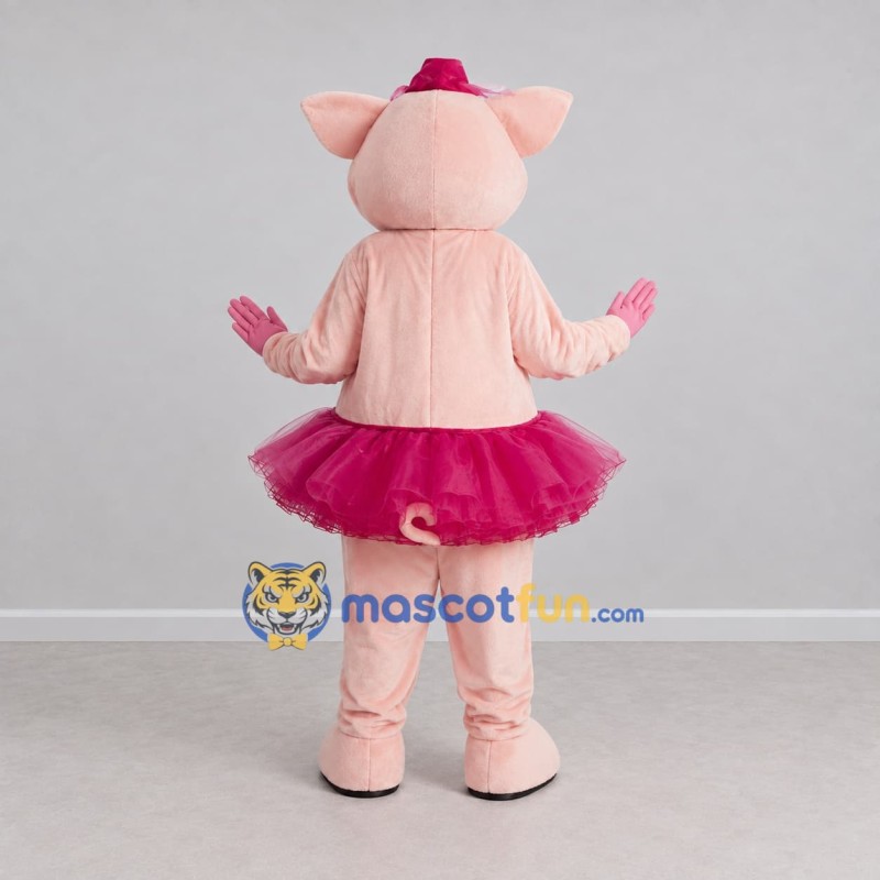 Custom Light Pink and Magenta Pig in a Tutu Mascot Costume Adult Full Body Suit for Dance Events Custom Light Pink and Magenta Pig in a Tutu Mascot Costume Adult Full Body Suit for Dance Events