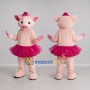 Custom Light Pink and Magenta Pig in a Tutu Mascot Costume Adult Full Body Suit for Dance Events