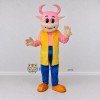 Custom Pink and Yellow Bull Character in a Vest Mascot Costume Adult Full Body Suit for School Events Custom Pink and Yellow Bull Character in a Vest Mascot Costume Adult Full Body Suit for School Events