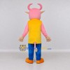 Custom Pink and Yellow Bull Character in a Vest Mascot Costume Adult Full Body Suit for School Events Custom Pink and Yellow Bull Character in a Vest Mascot Costume Adult Full Body Suit for School Events