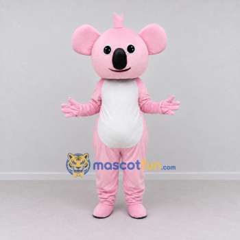 Custom Pink and White Koala Character Mascot Costume Adult Full Body Suit for School Events