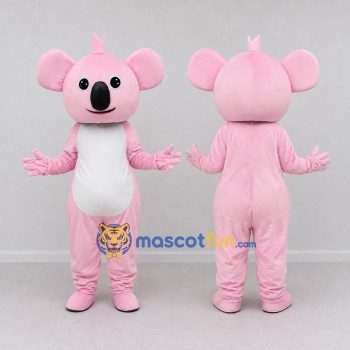 Custom Pink and White Koala Character Mascot Costume Adult Full Body Suit for School Events