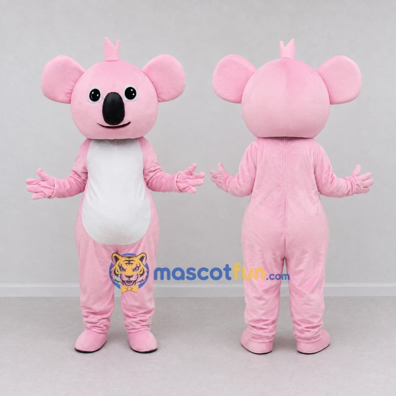 Custom Pink and White Koala Character Mascot Costume Adult Full Body Suit for School Events Custom Pink and White Koala Character Mascot Costume Adult Full Body Suit for School Events