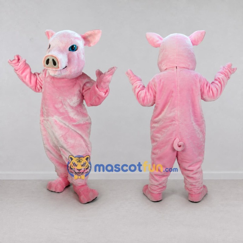 Custom Pink and White Pig Character Mascot Costume Adult Full Body Suit for Farm Events Custom Pink and White Pig Character Mascot Costume Adult Full Body Suit for Farm Events