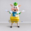 Custom Cream and Yellow Pig in Shorts and a Hat Mascot Costume Adult Full Body Suit for School Events