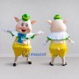 Custom Cream and Yellow Pig in Shorts and a Hat Mascot Costume Adult Full Body Suit for School Events