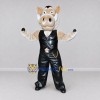 Custom Cream and Black Punk Pig Character Mascot Costume Adult Full Body Suit for Theme Parties