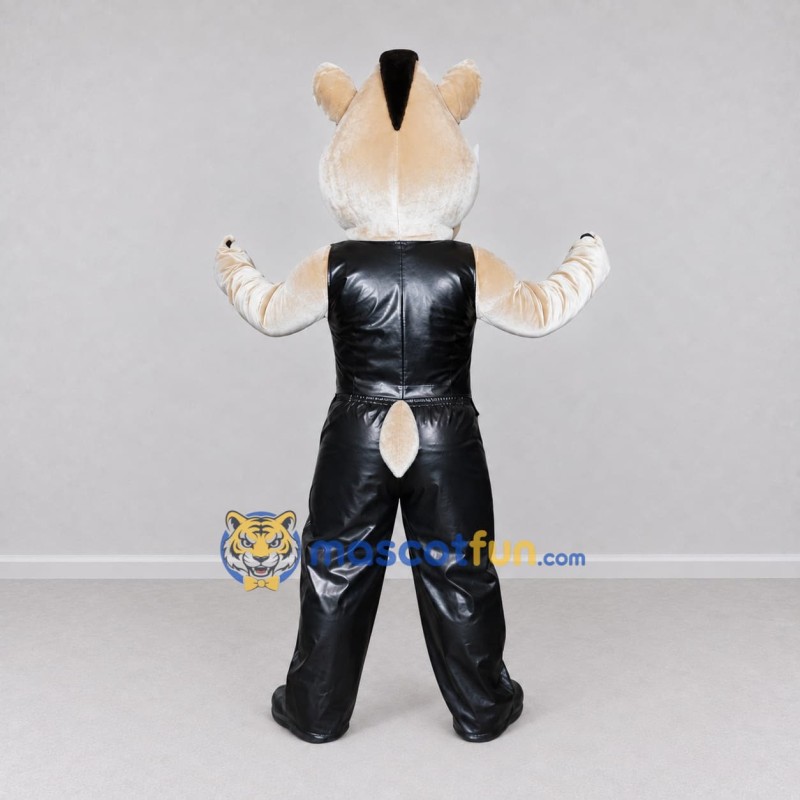 Custom Cream and Black Punk Pig Character Mascot Costume Adult Full Body Suit for Theme Parties