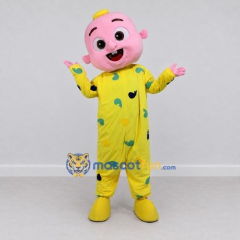 Custom Pink and Yellow Baby Character in Pajamas Mascot Costume Adult Full Body Suit for Theme Parties
