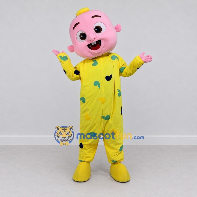 Custom Pink and Yellow Baby Character in Pajamas Mascot Costume Adult Full Body Suit for Theme Parties Custom Pink and Yellow Baby Character in Pajamas Mascot Costume Adult Full Body Suit for Theme Parties