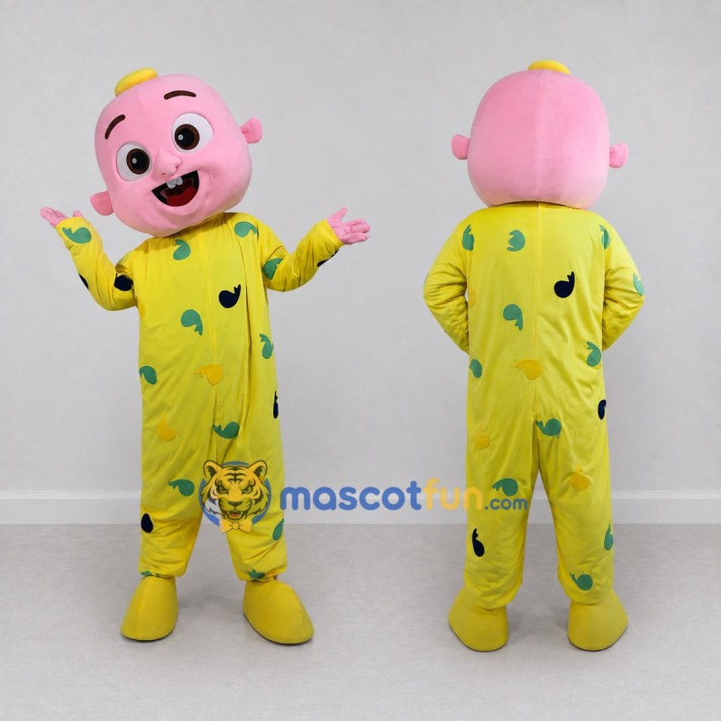 Custom Pink and Yellow Baby Character in Pajamas Mascot Costume Adult Full Body Suit for Theme Parties Custom Pink and Yellow Baby Character in Pajamas Mascot Costume Adult Full Body Suit for Theme Parties