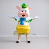 Custom Cream and Yellow Pig in Shorts and a Hat Mascot Costume Adult Full Body Suit for School Events