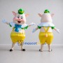 Custom Cream and Yellow Pig in Shorts and a Hat Mascot Costume Adult Full Body Suit for School Events