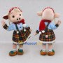 Custom Pink and Blue Pig in a Plaid Winter Outfit Mascot Costume Adult Full Body Suit for Winter Events
